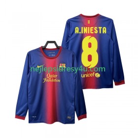 Fotbalový Dres FC Barcelona A INIESTA 8 2012 2013 Retro Domácí Dlouhý Rukáv
